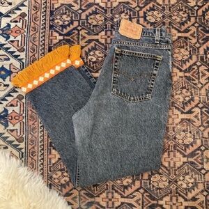 Vintage Levi’s Jeans with 70’s Style Orange Fringe